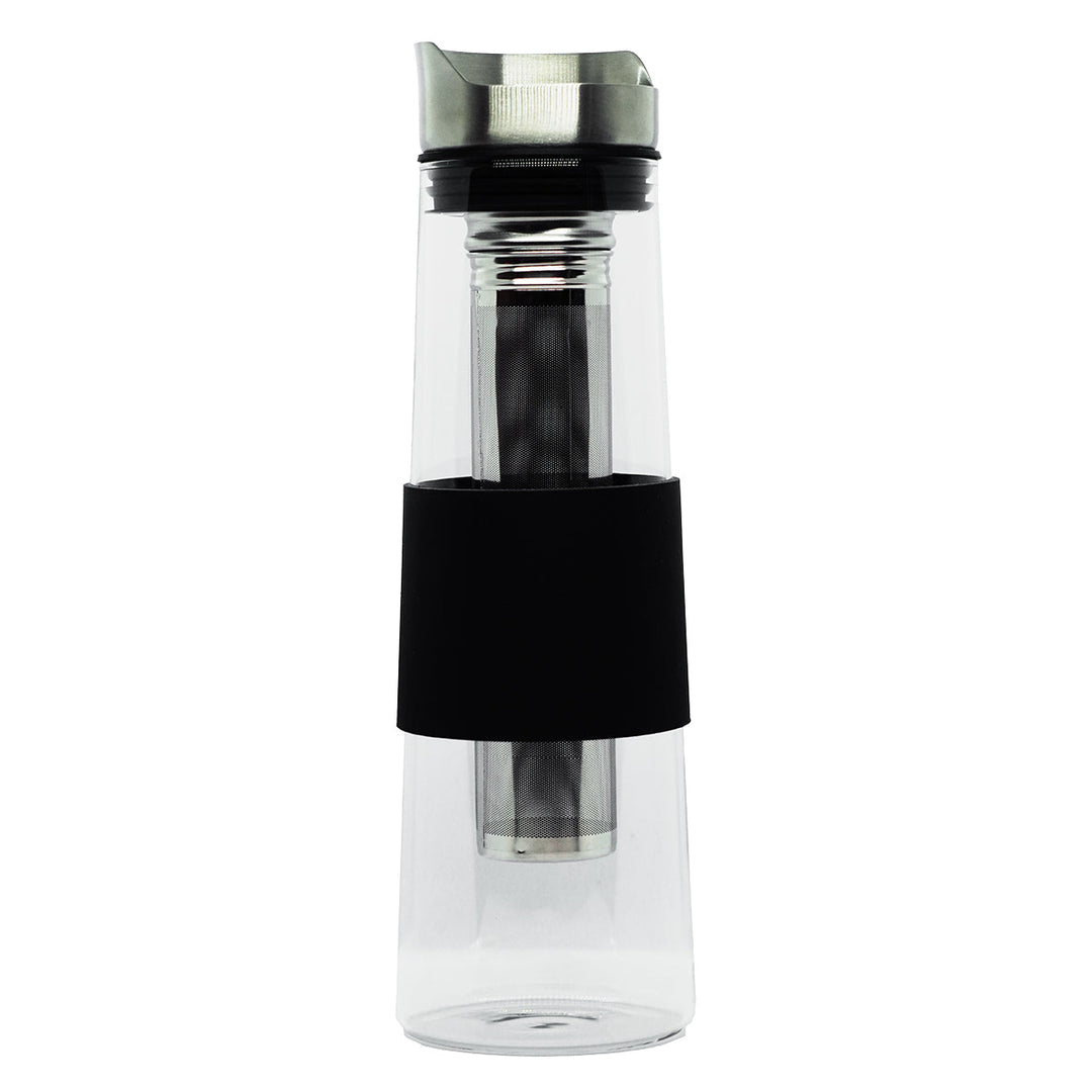 Icy borosilicate glass icedteajug 1100ml with infuser and black silicon sleeve