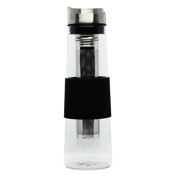 Icy borosilicate glass icedteajug 1100ml with infuser and black silicon sleeve