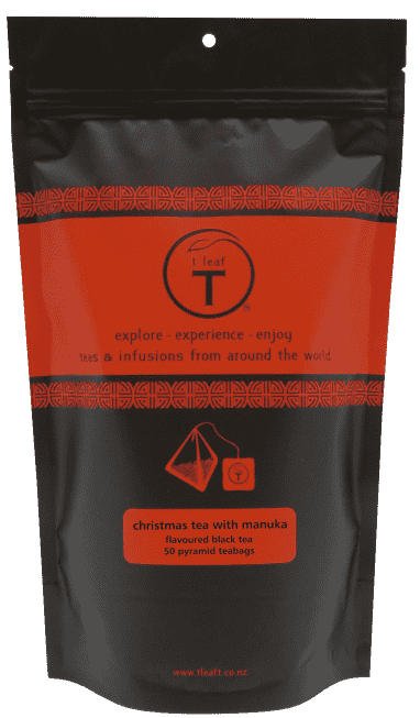 Christmas tea with NZ Mānuka pyramids 50 pyramid pouch