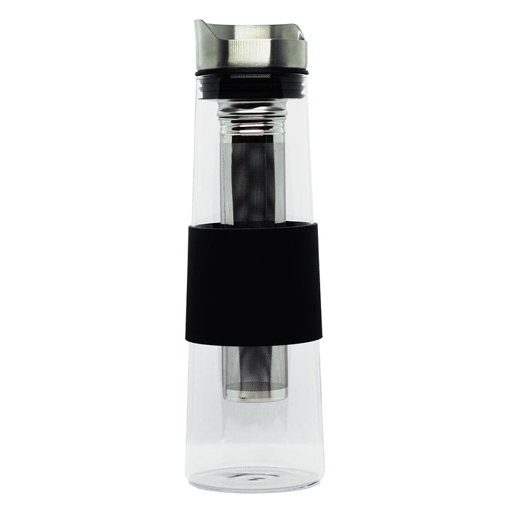 Icy borosilicate glass icedteajug 1100ml with infuser and black silicon sleeve